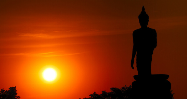 buddha with the sunset